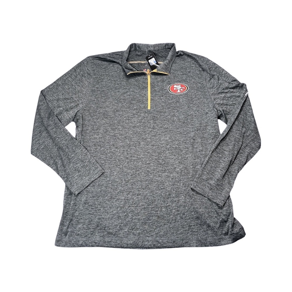 Majestic NFL San Francisco 49ers Cool Base 1/4 Zip Pullover Grey Mens XL New